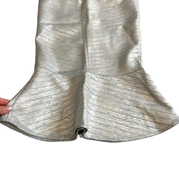 RETROFETE Trumpet Mermaid Skirt Blue Gold Metallic Pockets Zip Club Medium NEW - Picture 6 of 12